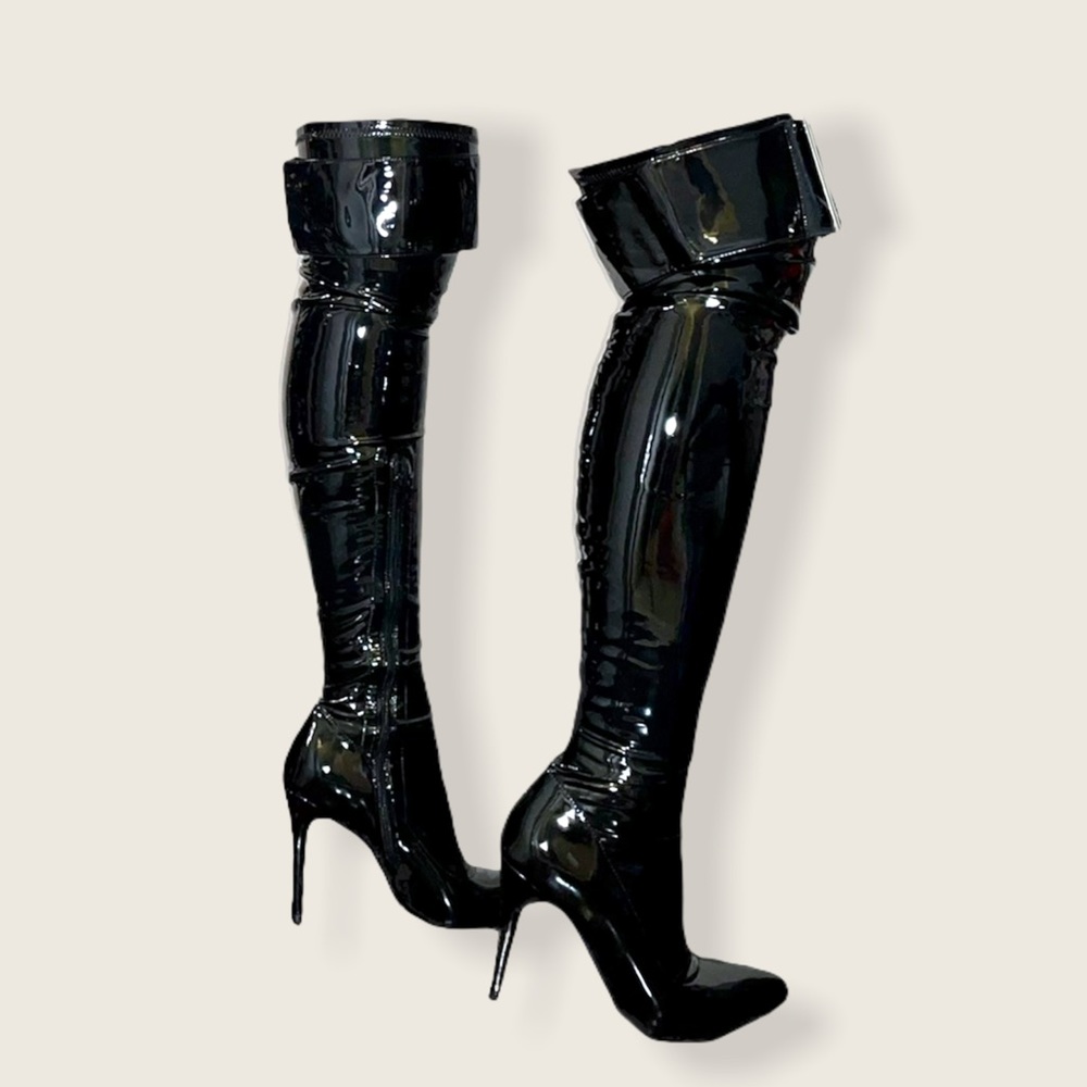 DOLLS KILL Over-the-Knee Black Stiletto Boots